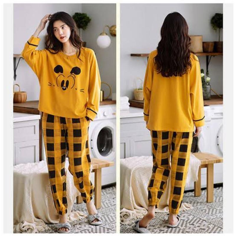 Cozy 2 Pcs Women's Stitched Printed Cotton Jersey Night Suit