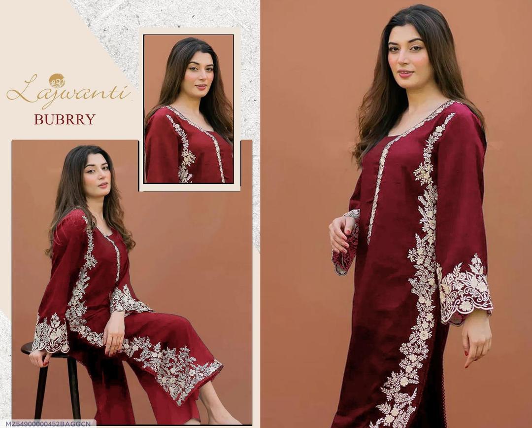 2 Pcs Women's Unstitched Embroidered Suit