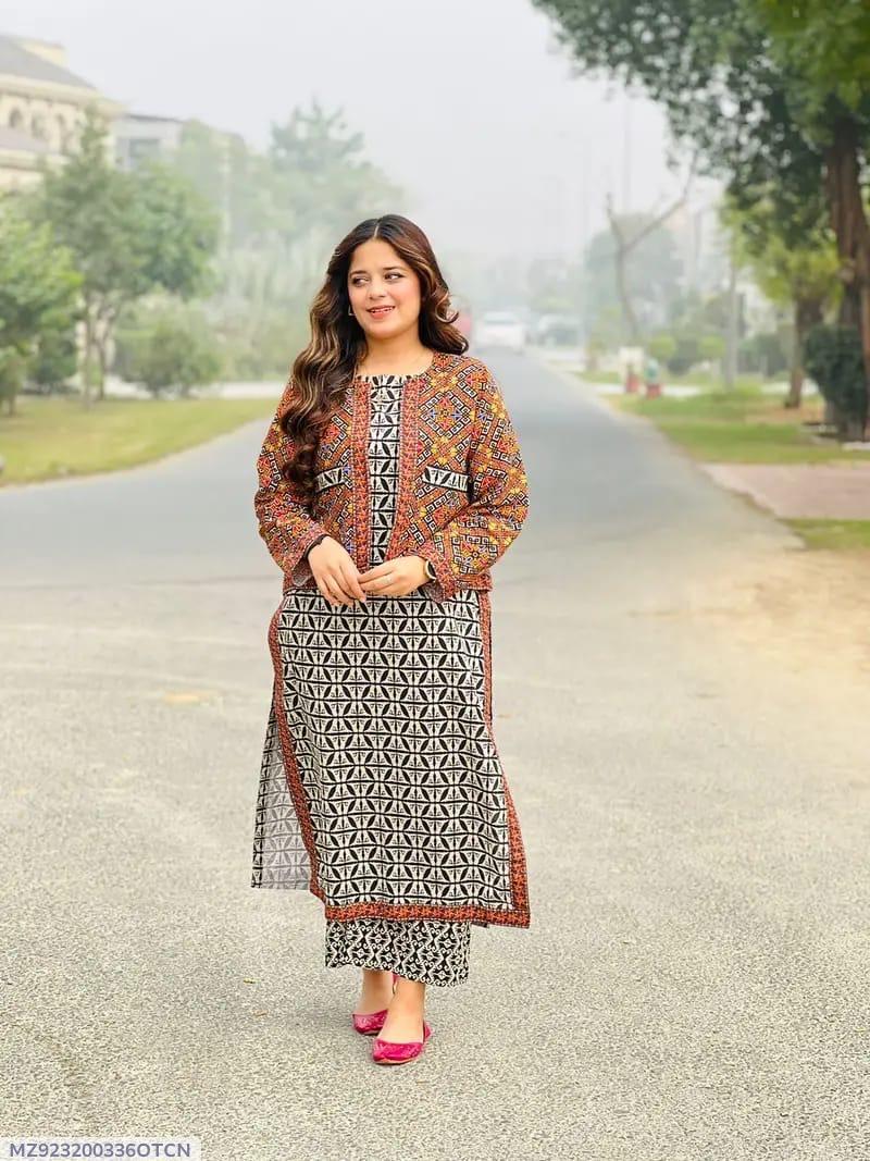 3 Pcs Women's Unstitched Printed Suit