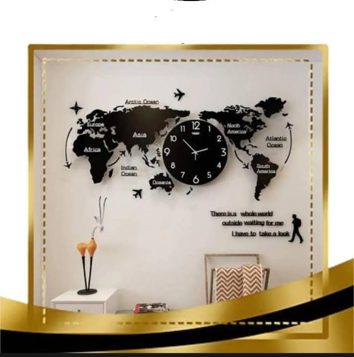 World Map Design Analogue Wall Clock